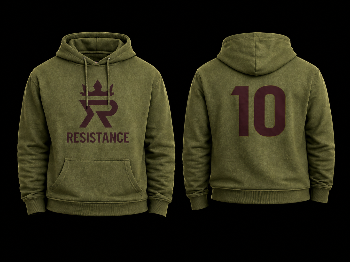 HOODIE VERDE MILITAR 10 RESISTANCE